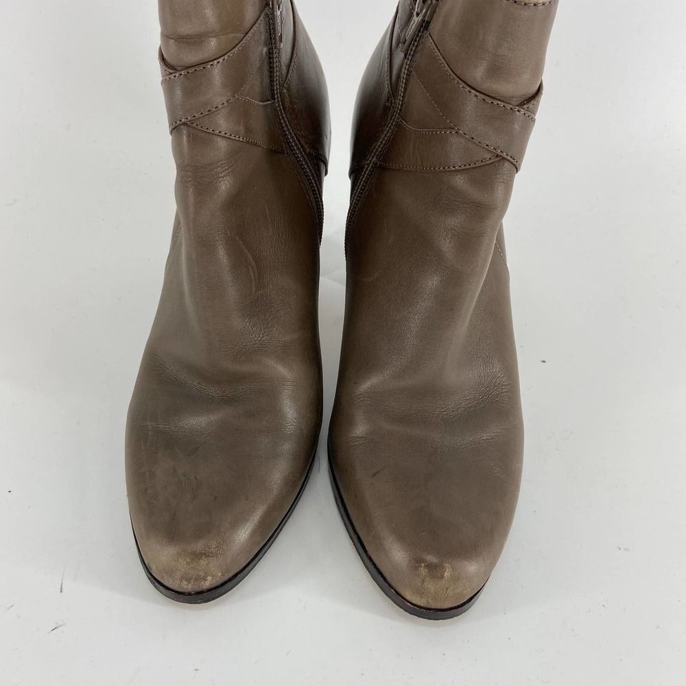 Corso Como Brown Leather silver Stacked Ankle Heel Bootie Womens 8 - Picture 2 of 6